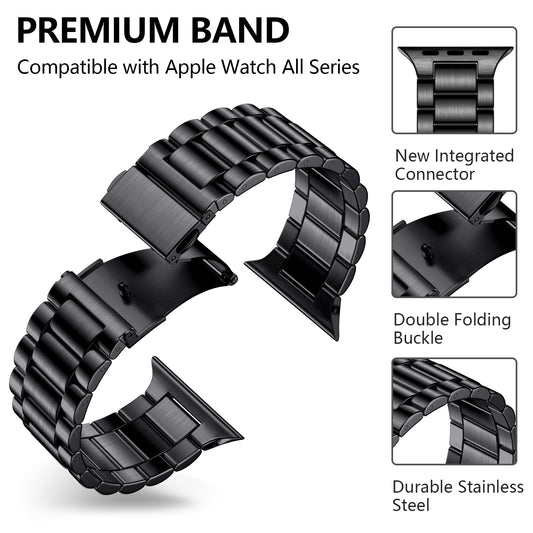 Netolo Metall Armband Kompatibel mit Apple Watch Armband 44mm 45mm 46mm 42mm 49mm, Edelstahl Ersatz Band Kompatibel mit Apple Watch SE Armbänder - iWatch Series 11 10 9 8 7 6 5 4 3 2 1 SE Ultra 3 2 1